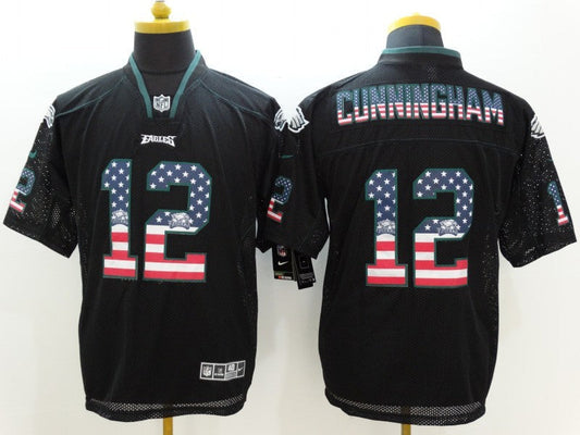 Men's Philadelphia Eagles Randall Cunningham #12 Black Game jersey