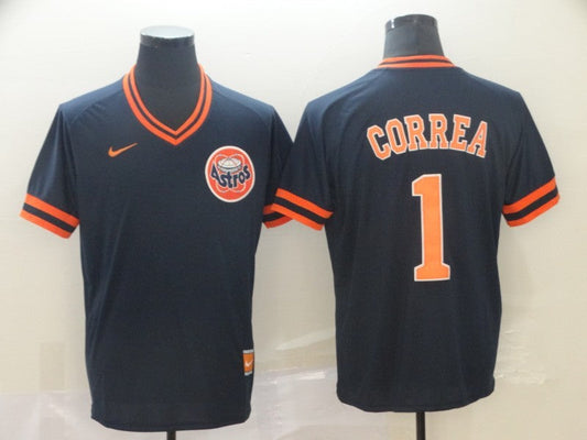 Men's Houston Astros Carlos Correa #1 Navy Authentic Game jersey