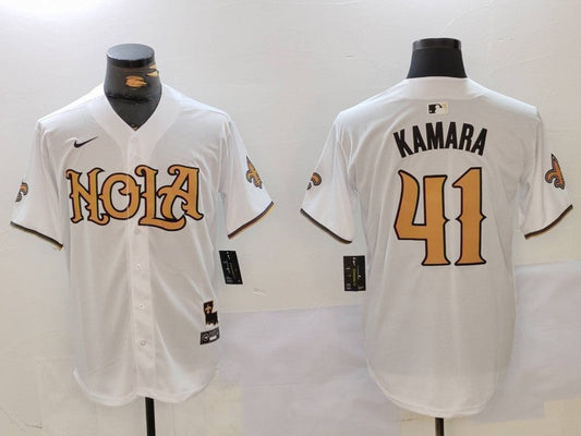 Men's New Orleans Saints Alvin Kamara #41 White Replica Player jersey