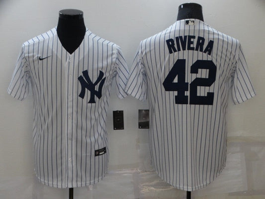 Men's New York Yankees Mariano Rivera #42 White Replica Baseball jersey