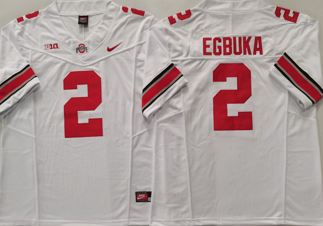 Men's Ohio State Buckeyes Emeka Egbuka #2 White Game Jersey