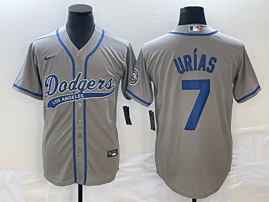 Men's Los Angeles Dodgers Julio Urias #7 Gray Player jersey Joint Edition