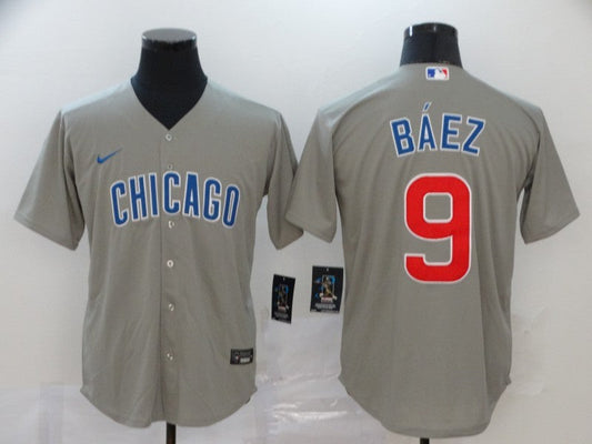 Men's Chicago Cubs Javier Baez #9 Gray Replica Baseball jersey