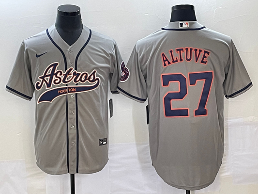 Men's Houston Astros Jose Altuve #27 Gray Replica jersey Joint Edition