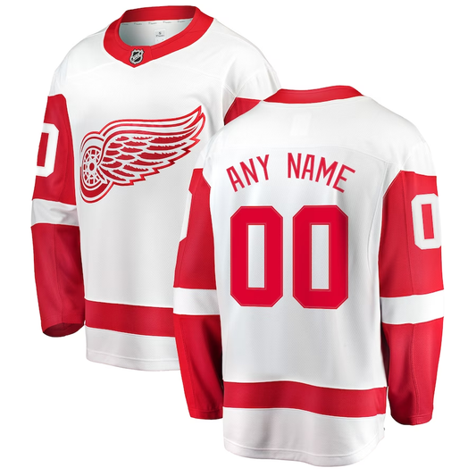 Men's Detroit Red Wings White Away Breakaway Custom jersey