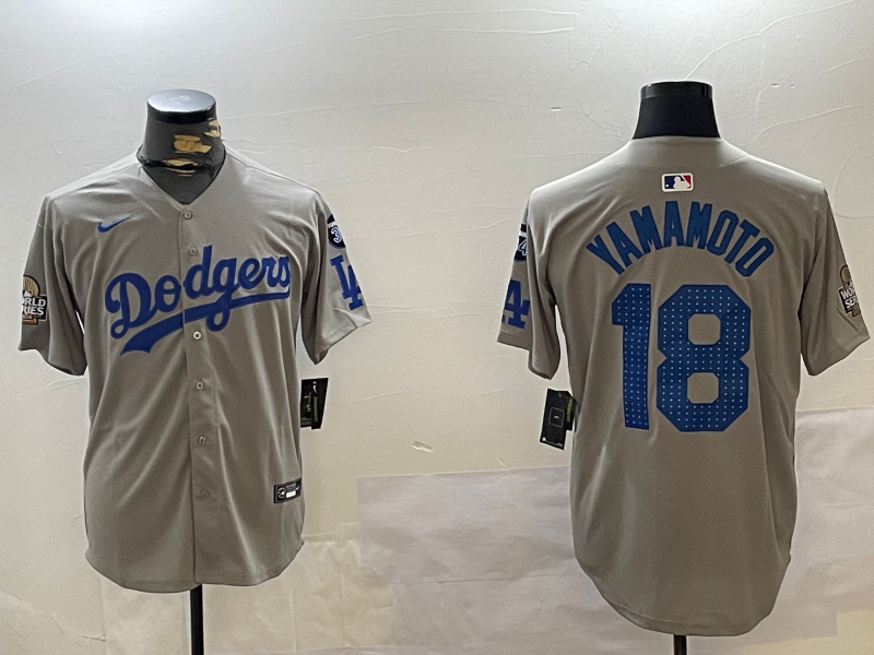 Men's Los Angeles Dodgers Yoshinobu Yamamoto #18 Gray Game Player jersey