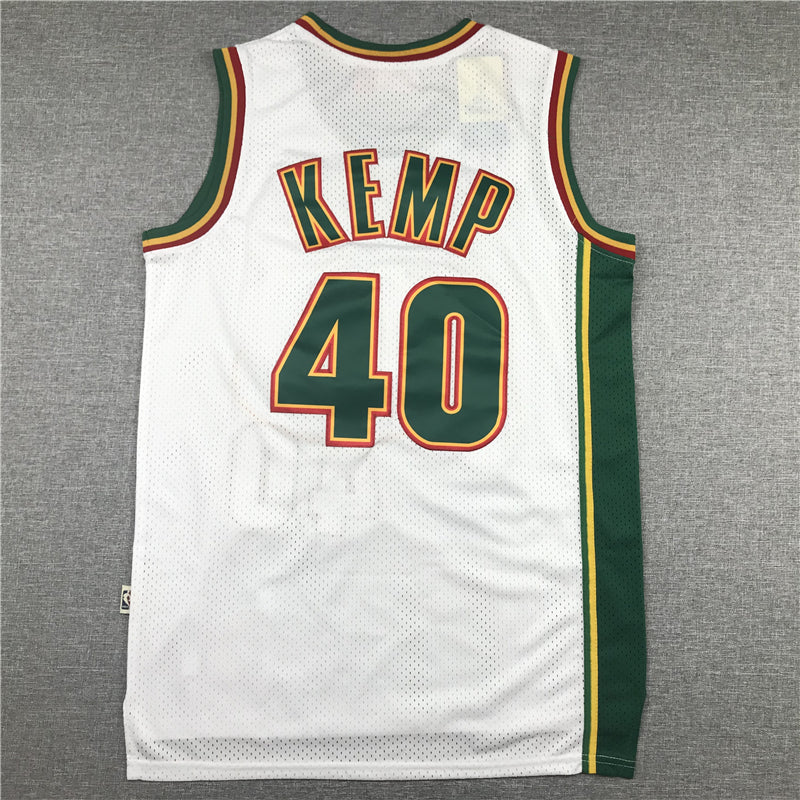 Men's Seattle Supersonics Shawn Kemp #40 White Throwback Swingman Jersey