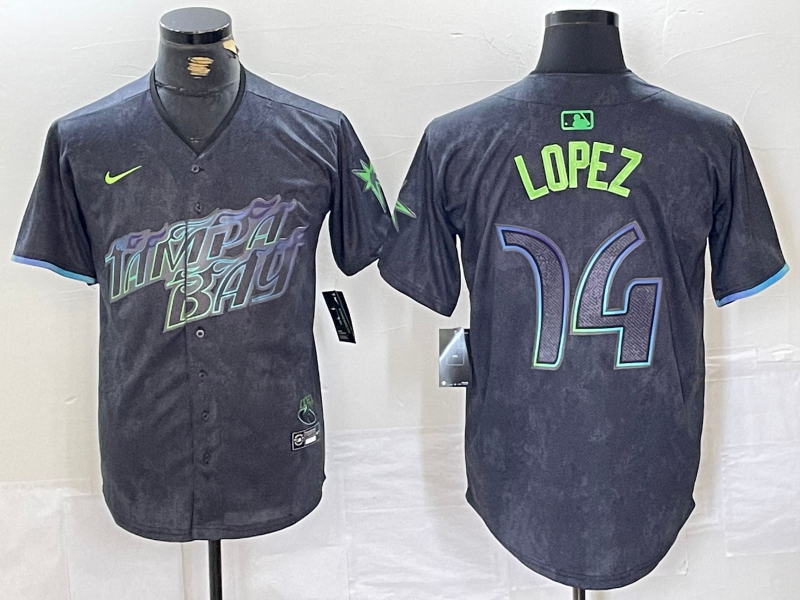 Men's Tampa Bay Rays Jacob Lopez #74 Charcoal 2024 City Connect Limited Player jersey