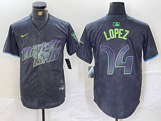 Men's Tampa Bay Rays Jacob Lopez #74 Charcoal 2024 City Connect Limited Player jersey