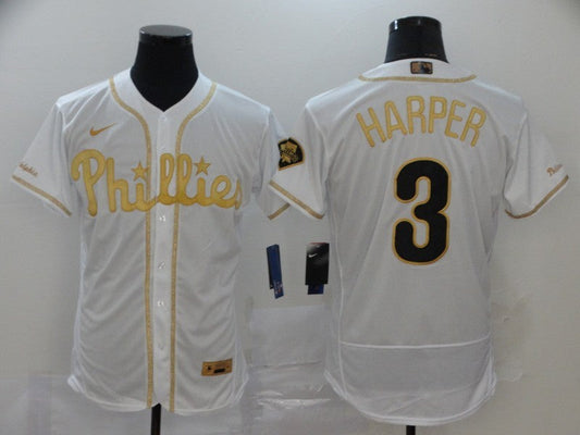 Men's Philadelphia Phillies Bryce Harper #3 White Fashion Stitched jersey