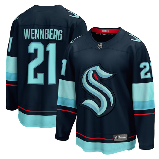 Men's Seattle Kraken Alexander Wennberg #21 Navy Home Breakaway Player jersey