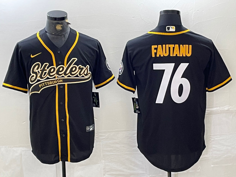 Men's Pittsburgh Steelers Troy Fautanu #76 Black Game jersey