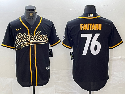 Men's Pittsburgh Steelers Troy Fautanu #76 Black Game jersey