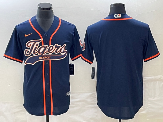 Men's Detroit Tigers Navy Blank Replica jersey Joint Edition