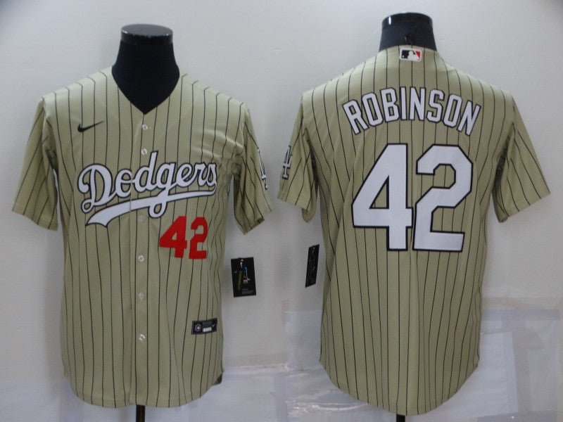 Men's Los Angeles Dodgers Jackie Robinson #42 Gold Replica Baseball jersey