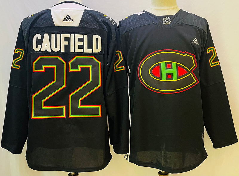 Men's Montreal Canadiens Cole Caufield #22 Black Player jersey