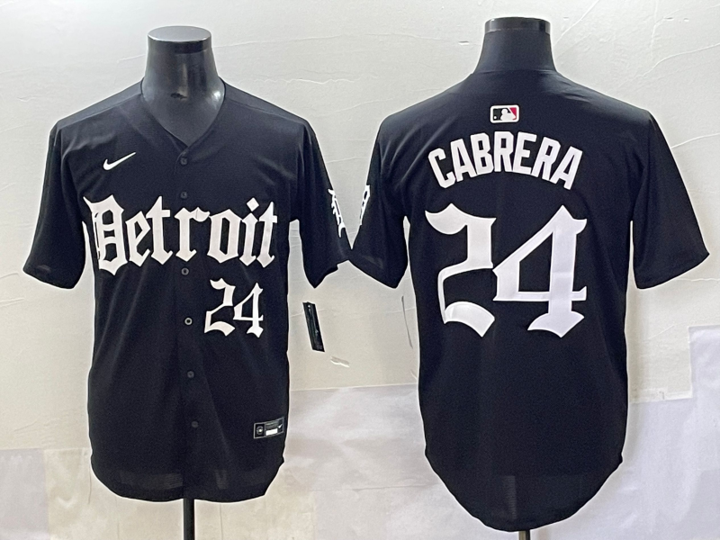 Men's Detroit Tigers Miguel Cabrera #24 Black Player Jersey