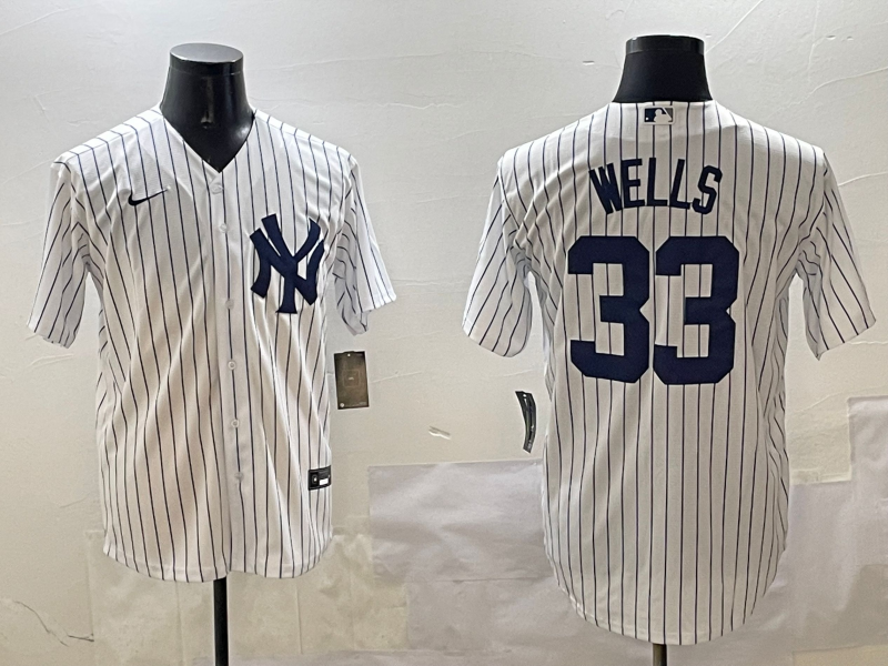 Men's New York Yankees David Wells #33 White Home Replica Player jersey