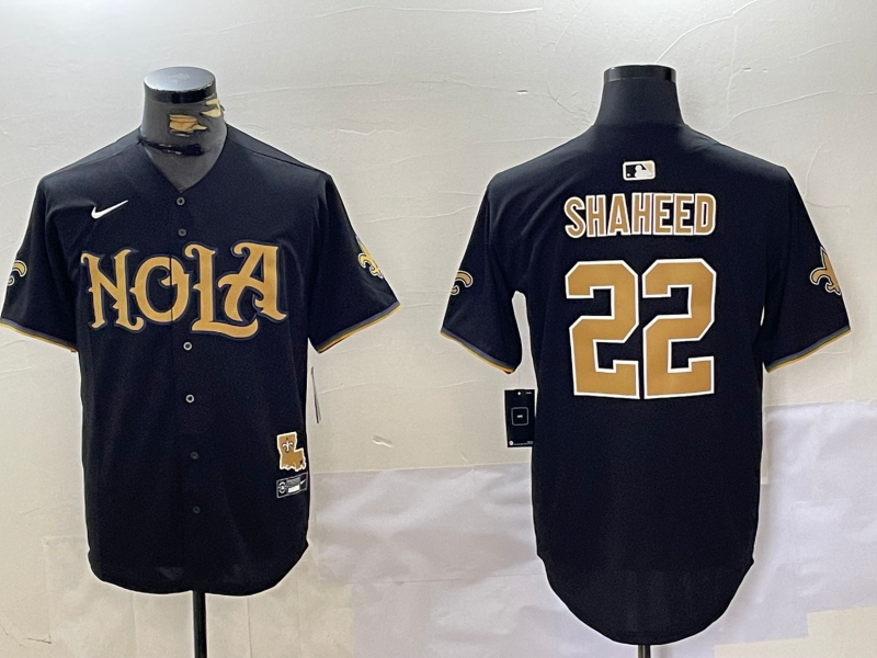 Men's New Orleans Saints Rashid Shaheed #22 Black Game Player jersey