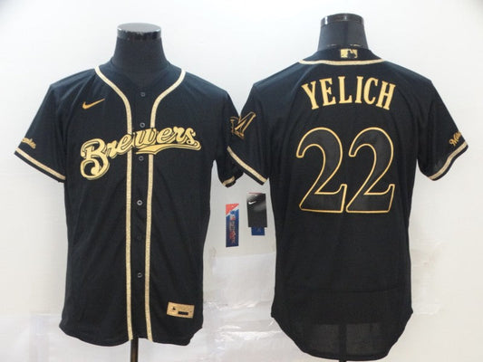 Men's Milwaukee Brewers Christian Yelich #22 MLB Black Player jersey