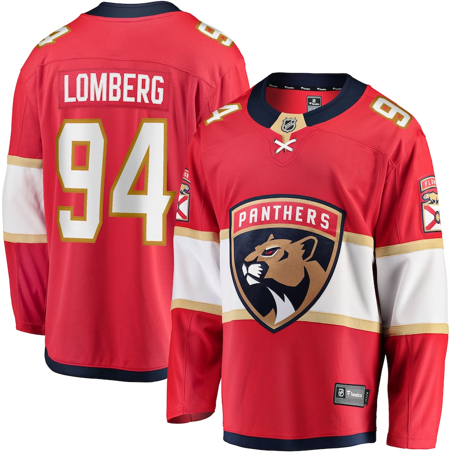 Men's Florida Panthers Ryan Lomberg #94 Red Home Breakaway Player jersey