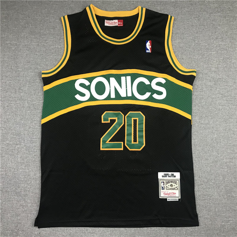 Men's Seattle Supersonics Gary Payton #20 Black Throwback Swingman Jersey