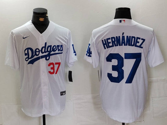 Men's Los Angeles Dodgers Teoscar Hernandez #37 White Home Limited Player jersey