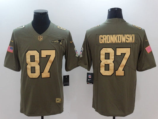 Men's New England Patriots Rob Gronkowski #87 Brown Game Player jersey