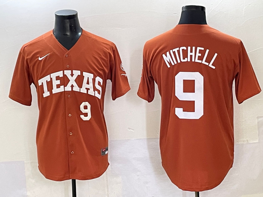 Men's Texas Longhorns Joley Mitchell #9 Brown Replica Player Jersey