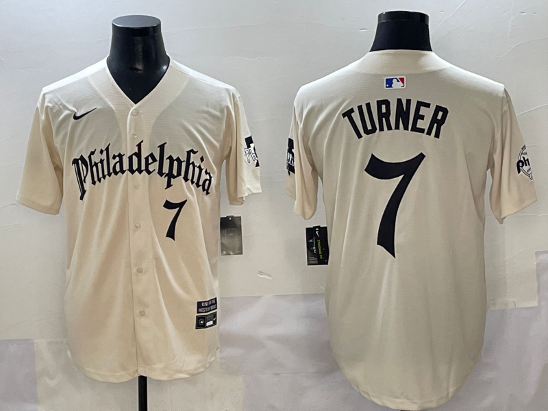 Men's Philadelphia Phillies Trea Turner #7 Cream Limited Player Jersey
