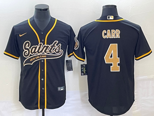 Men's New Orleans Saints Derek Carr #4 Black Game jersey Joint Edition