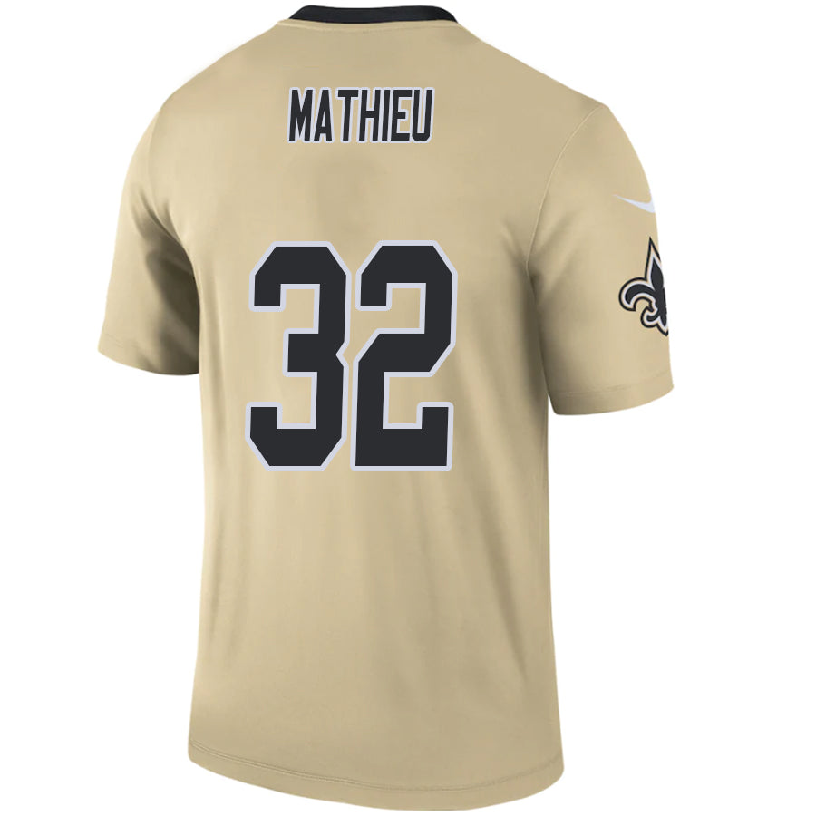 #32 Tyrann Mathieu Player NO.Saints Gold Inverted Game Stitched Football Jerseys