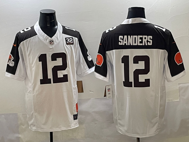Men's Cleveland Browns Shedeur Sanders #12 White Game Jersey
