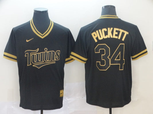 Men's Minnesota Twins Kirby Puckett #34 Black Replica Baseball jersey