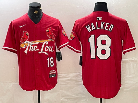 Men's St. Louis Cardinals Jordan Walker #18 Red 2024 City Connect Limited Player jersey