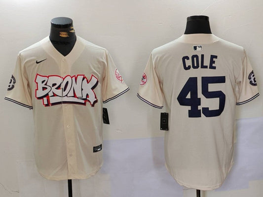Men's New York Yankees Gerrit Cole #45 Cream Limited Player jersey