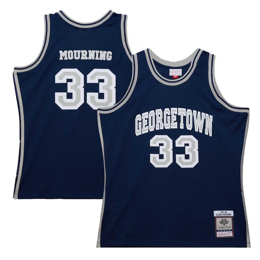 #33 Alonzo Mourning Player Navy Georgetown Hoyas Swingman Basketball Jerseys