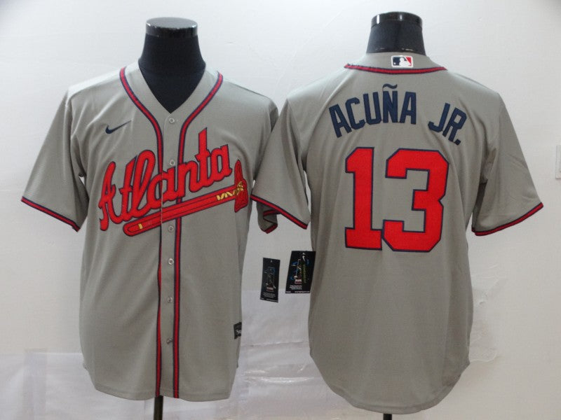 New Men's Atlanta Braves Ronald Acuna Jr. #13 jersey Gray