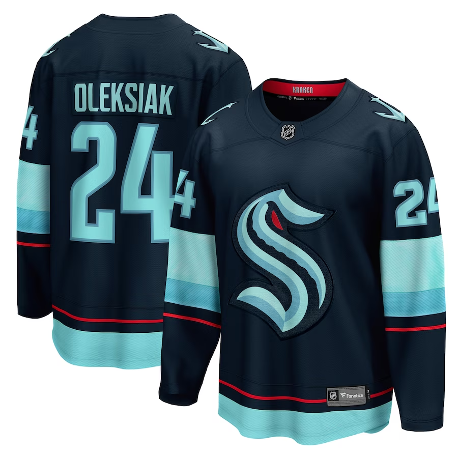 Men's Seattle Kraken Jamie Oleksiak #24 Deep Sea Blue Home Breakaway Player jersey