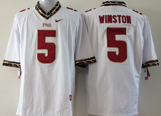 Men's Florida State Seminoles Jameis Winston #5 White Player Game Jersey
