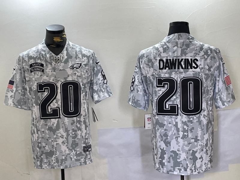 Men's Philadelphia Eagles Brian Dawkins #20 Arctic Camo 2024 Salute to Service Retired Player Limited jersey