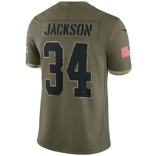 LV.Raiders #34 Bo Jackson Player Olive Salute To Service Football Jerseys