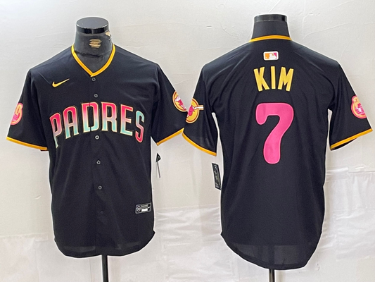 Men's San Diego Padres Ha-Seong Kim #7 Black Replica Player jersey