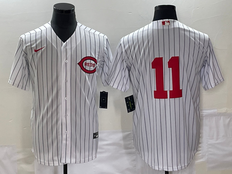 Men's Cincinnati Reds Barry Larkin #11 White 2022 MLB at Field of Dreams Game Authentic Player jersey