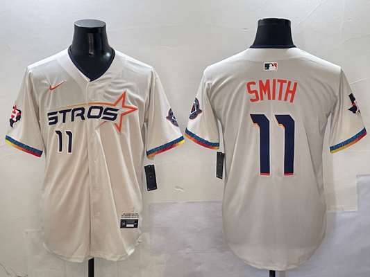 Men's Houston Astros Cam Smith #11 Cream 2025 City Connect Limited Player jersey