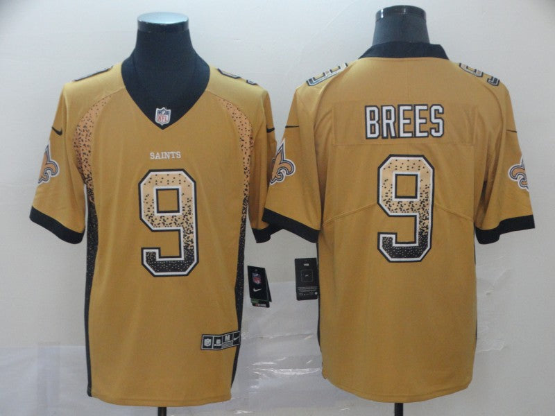 Men's New Orleans Saints Drew Brees #9 Yellow Game jersey