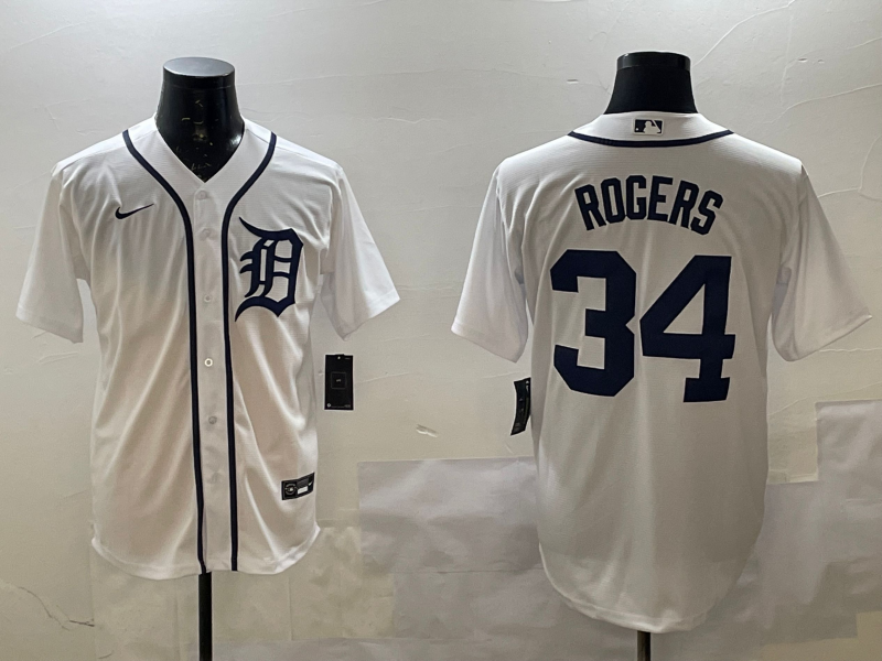 Men's Detroit Tigers Jake Rogers #34 White Home Limited Player jersey