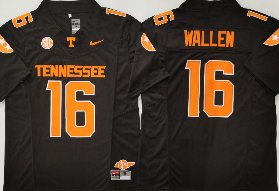 Men's Tennessee Volunteers Morgan Wallen #16 Black Game Jersey