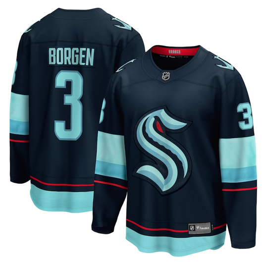 Men's Seattle Kraken Will Borgen #3 Deep Sea Blue Home Breakaway Player jersey