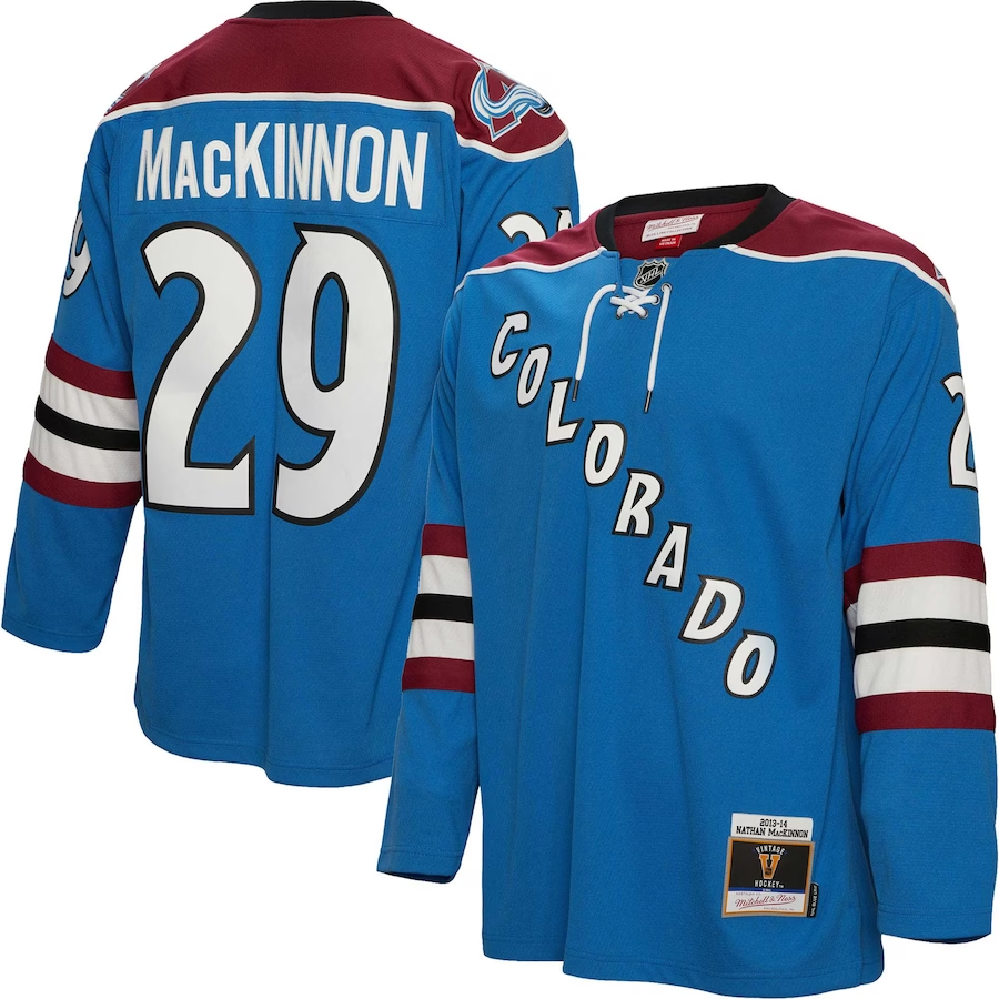 Men's Colorado Avalanche Nathan MacKinnon Mitchell #29 Ness Blue 2013/14 Blue Line Player jersey